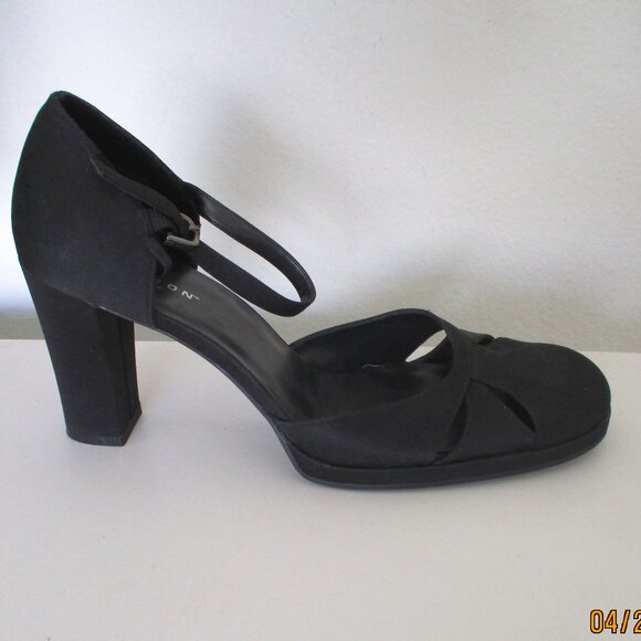 Kenneth Cole Reaction Womens Dressy Black Satin Ankle-strap Pump w/3" Heel - 8M - Picture 3 of 9